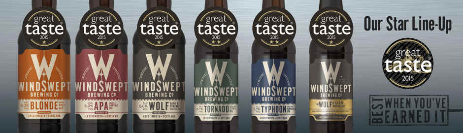 Bottles of beer from Windswept Brewing Co